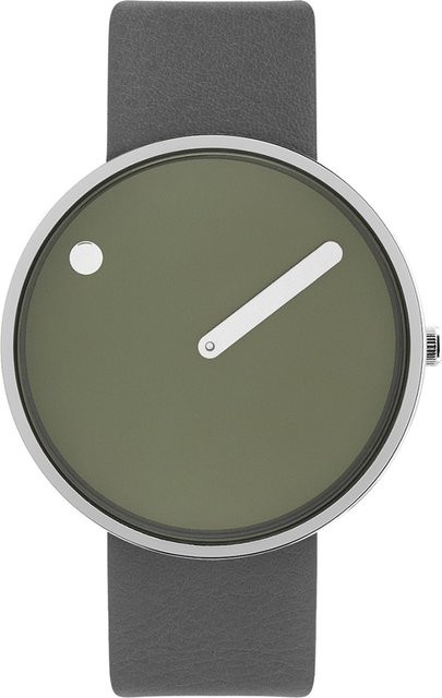 PICTO Armbanduhr, Quarz, Edelstahl, Leder, Grün, 40 mm, Unisex - Bild 1