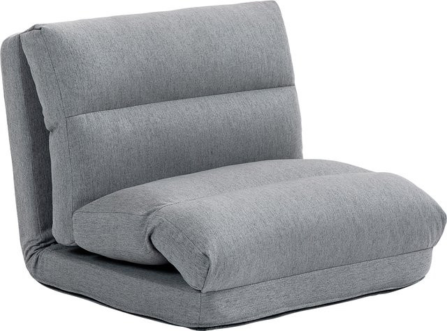 HOMCOM Bodenstuhl klappbar in Grau mit 6-stufig verstellbarer Rückenlehne und Bettfunktion, Leinenoptik, B/T/H: 70 x 41 x 56 cm - Bild 1