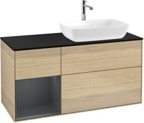 V&B Waschtischunterschrank Finion Wandbeleuchtung in Eiche lackiert mit beige Akzenten, Breite: 120 cm, Tiefe: 50,1 cm, Höhe: 50,1 cm - Bild 1