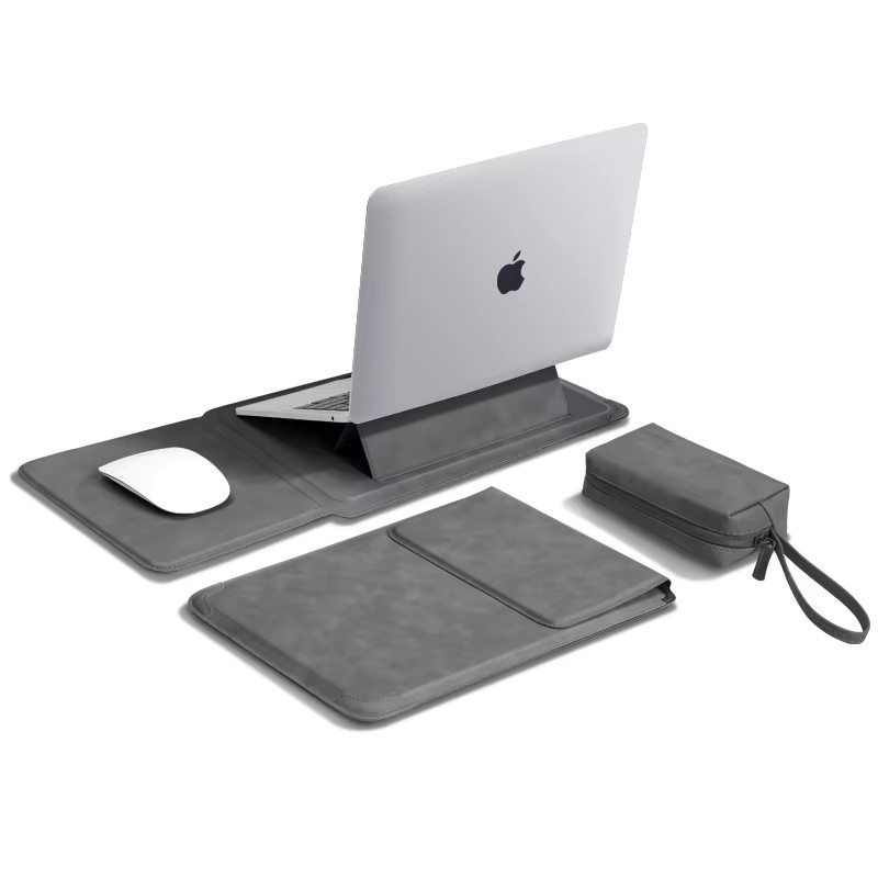 TAIKESEN Laptop-Schutzhülle mit integriertem Ständer für MacBook Air Pro und andere Notebooks von 13 bis 16 Zoll in Beige oder Grau - Bild 3
