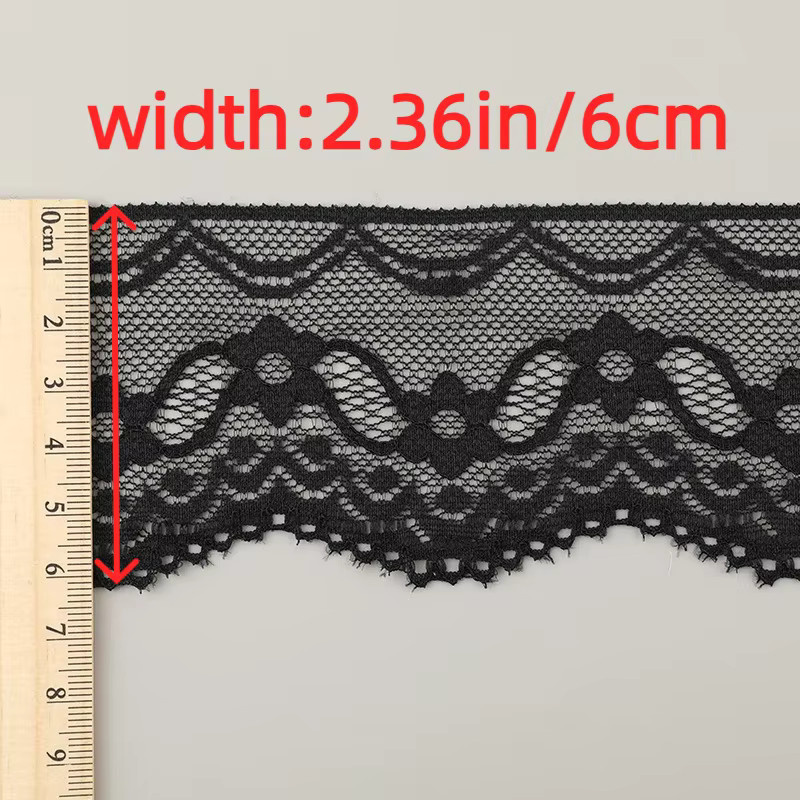 Schwarzes floral besticktes Spitzenband für DIY-Näharbeiten und Kleiderdekoration, Breite: 6 cm - Bild 3