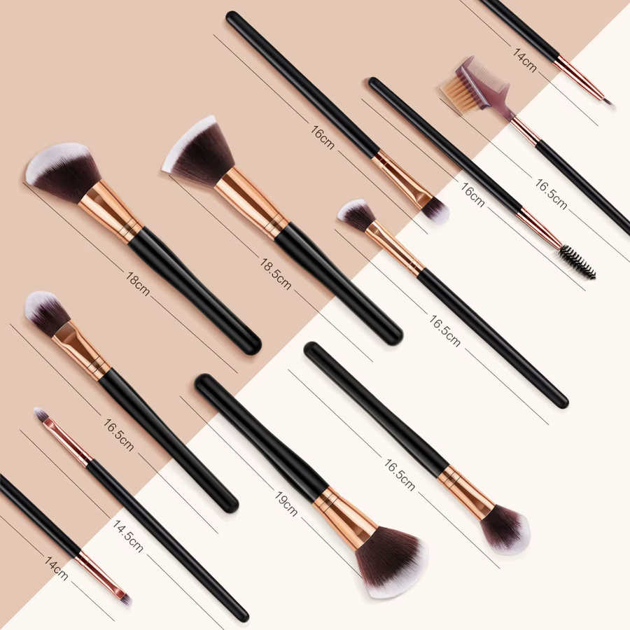 RUNTOIN Make-up Pinsel Set, 16 Stück, Schwarz, Unisex - Bild 5