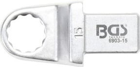 BGS Einsteck-Ringschlüssel 6903-15 aus Chrom-Vanadium-Stahl in Silber, Größe 15 mm mit Aufnahme 14 x 18 mm - Bild 1
