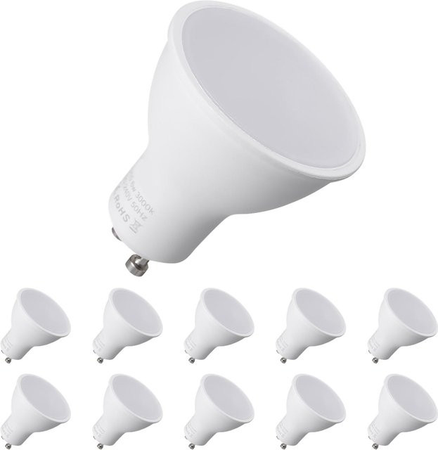 Tomshine GU10 LED-Glühbirne 6 W, 60 W Halogen-Ersatz, 3000 K Warmweiß, 550 Lumen, Weiß - Bild 1