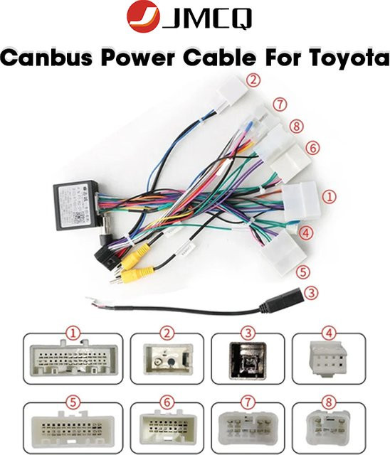 JMCQ Android Kabelbaum Adapter mit Canbus für Toyota Corolla, Camry und RAV4, 16-Pin Anschluss - Bild 1