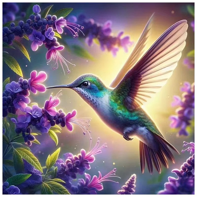 HUACAN Diamantkunst Komplettset Vogel-Blumen-Mosaik-Gemälde mit Papagei als Wanddekoration in Multicolour, runde Steine - Bild 4