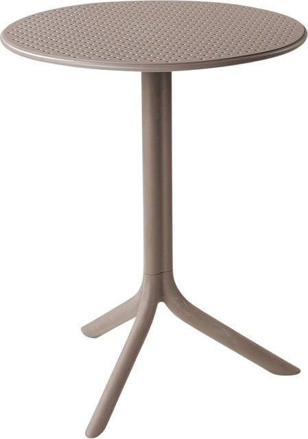 Nardi Step Tisch in Grau, moderner runder Gartentisch aus wetterfestem Kunststoff mit höhenverstellbarer Säule und UV-Beständigkeit - Bild 1