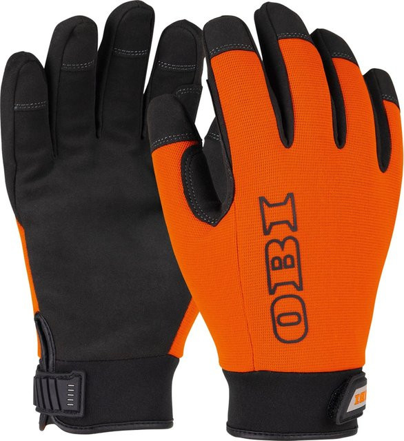 OBI Winterhandschuhe aus Leder in Orange-Schwarz, Größe XL, nach EN 388 - Bild 1