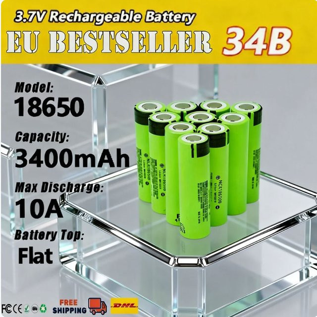 Wiederaufladbare 18650 34B Lithiumbatterie mit 3400 mAh und 3,7 V in Grün - Bild 1