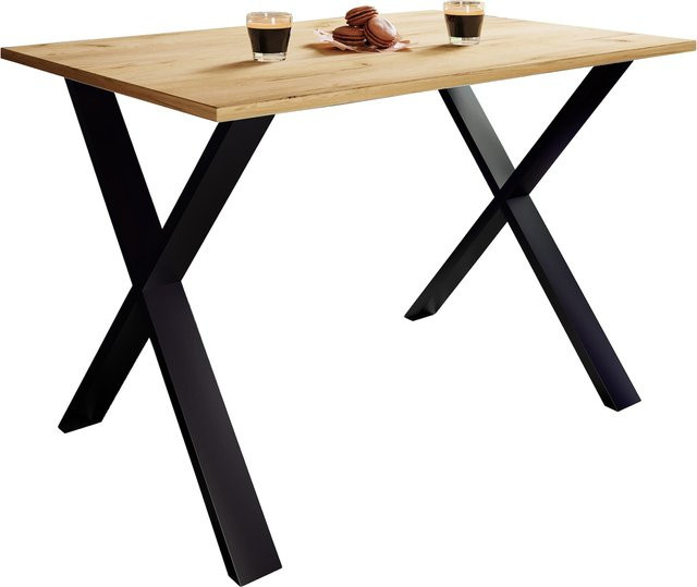 VCM Premium Esstisch Xona X aus Holz in Braun mit zeitlosem Design, H x B x T: 76 x 140 x 80 cm - Bild 1