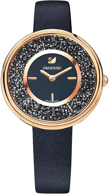 Swarovski Damenuhr, Quarz, Edelstahl, Roségold, Schwarz, 34 mm - Bild 1