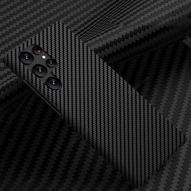 Carbon Fiber Schutzhülle für Samsung Galaxy S24 S23 S22 Ultra 5G Plus in Schwarz mit kabellosem Laden - Bild 1