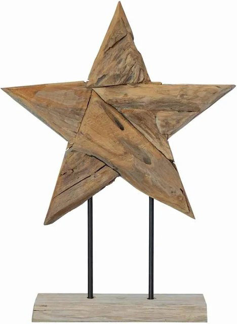vidaXL Weihnachtsstern aus Massivholz Teak in Braun, B/T/H: 45 x 5 x 60 cm - Bild 1