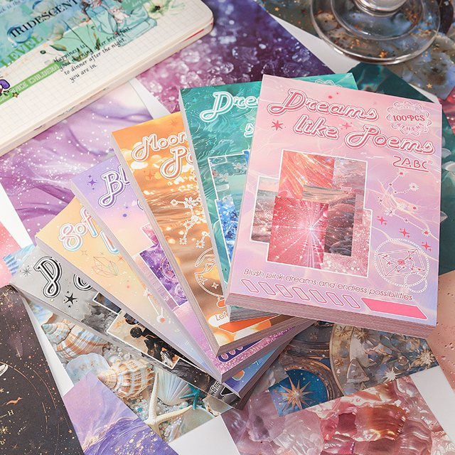 Amengguo Memo Pads Set mit Sternen und Mond Motiven für Junk Journal und Scrapbooking, 100 Stück, Mehrfarbig - Bild 1