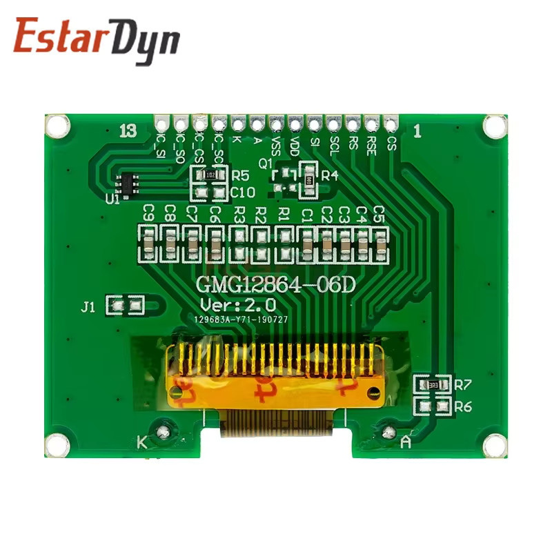 EstarDyn 12864-06D 3,3V LCD-Modul mit COG, ST7565R Punktmatrix-Bildschirm und SPI-Schnittstelle in Grau - Bild 2