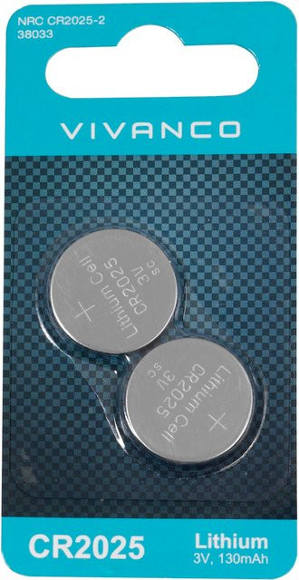 Vivanco Lithium Knopfzelle CR2025, 3V, 130mAh, Silber - Bild 1