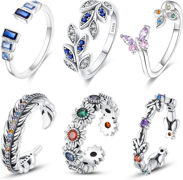 Pandach Ring 925 Silber, Zirkonia, Damen, Schmetterling, Blau - Bild 1