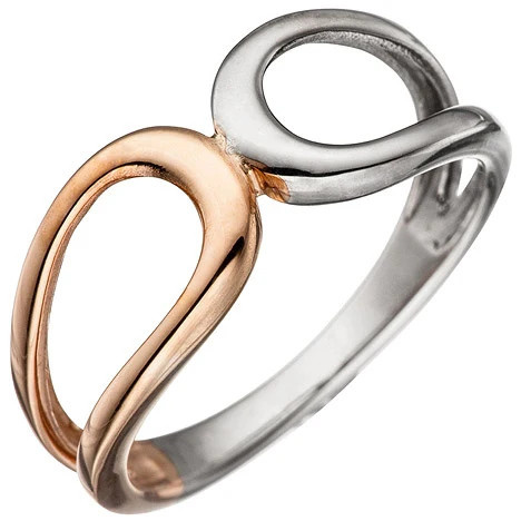 Colfem Ring 925 Sterling Silber, bicolor vergoldet, Damen, Ringgröße 56 - Bild 1