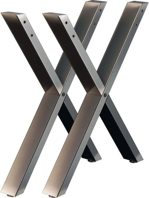Wiltec Tischbeine Set X-Profil aus lackiertem Stahl, Tischgestell in Schwarz oder Silber, Höhe: 72 cm, Breite: 60 cm, Tiefe: 60 cm - Bild 1