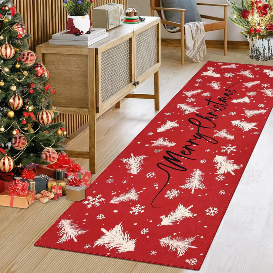 VIKAMA Weihnachtsteppich für Flur und Eingang, rot, B/T: 120 x 40 cm - Bild 1