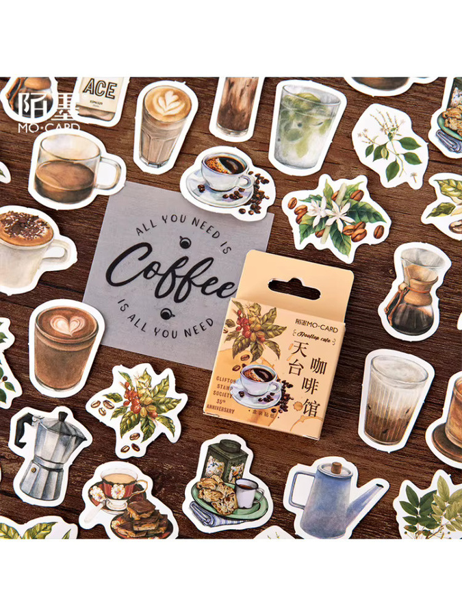 46 Blatt Mini-Kaffeeaufkleber mit kreativen Mustern in Multicolour für Scrapbooking und Becherdekoration - Bild 6