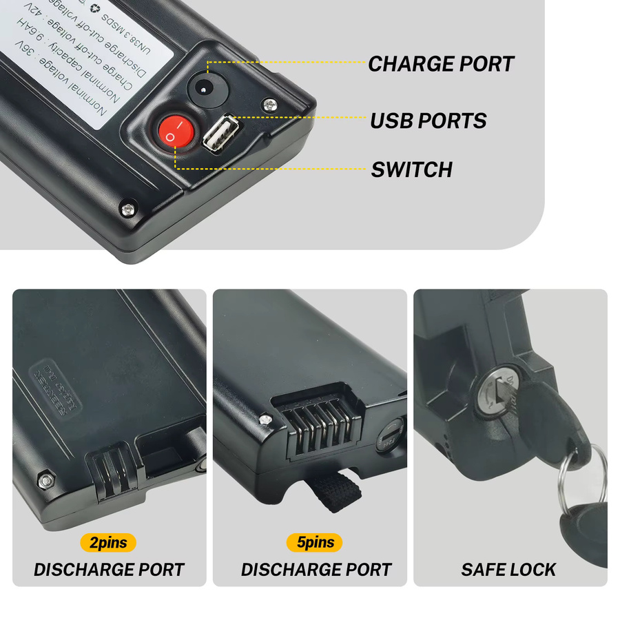 Carrera Scimitar E-Bike Batterie in gebogener Form für City-Bikes, 36V, Farbe: Schwarz - Bild 3