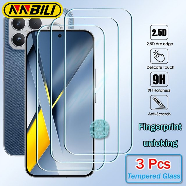NNBILI 3er-Pack Gehärtete Glas-Displayschutzfolien für Xiaomi Poco F7 F8 Pro F8 Ultra, Transparent, 9H Härte, 2.5D Kantenabrundung - Bild 1