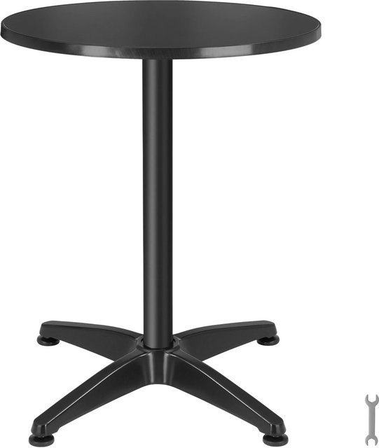 Tectake Aluminium Bistrotisch Frederic in Schwarz mit 2 Aufbauhöhen und MDF-Platte, B/T/H: 67 x 67 x 115 cm - Bild 1