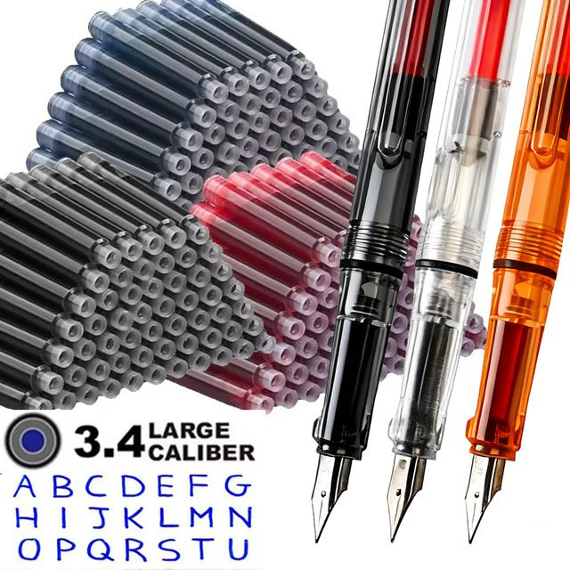 53-teiliges Fineliner-Set mit feiner Spitze und austauschbarer Tinte, 0,38 mm, transparent, Farben: Schwarz, Blau, Rot - Bild 1