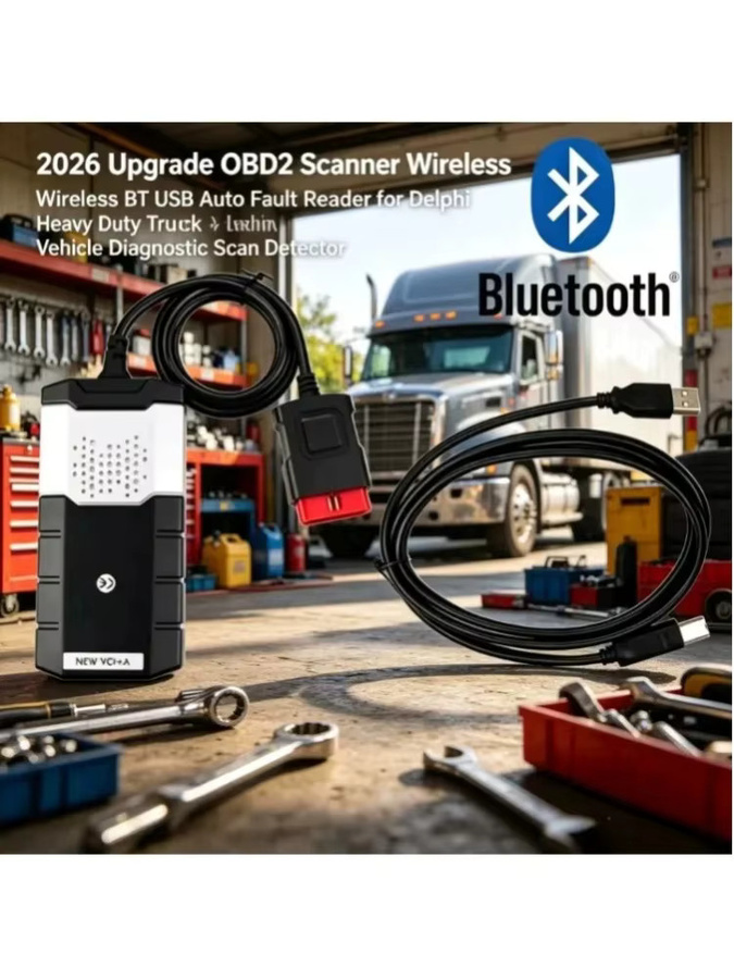 Delphi OBD2-Scanner Kabelloser Bluetooth und USB Auto-Fehlercodeleser für LKW-Fahrzeugdiagnose in Schwarz - Bild 5