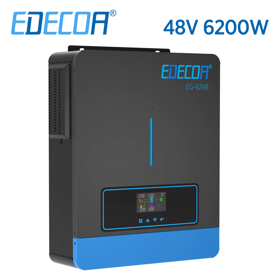 EDECOA Hybrid-Solar-Wechselrichter 6,2 kW mit MPPT 120 A Solar-Ladegerät, reiner Sinus, 48 V, 220 V/230 V und zwei Ausgängen - Bild 4