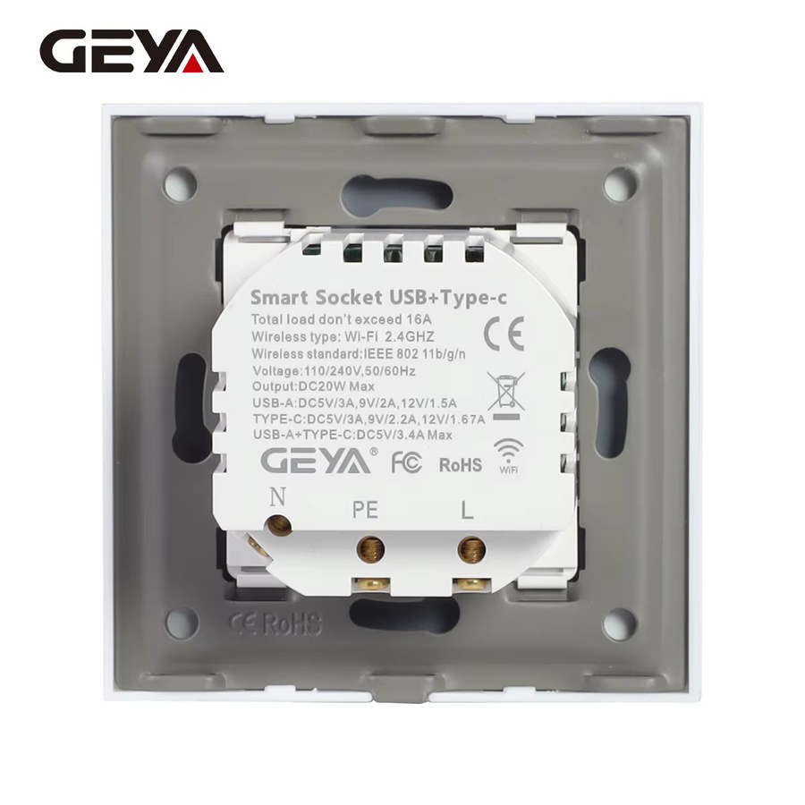 GEYA WLAN EU-Steckdose mit 20W Typ-C USB-Schnellladeanschluss, Smart Home Steckdose in Weiß, kompatibel mit Tuya Smart Life und Alexa, 16A - Bild 2