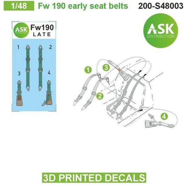 Art Scale Kit Fw 190 early seat belts, 3D printed decals - Bild 1