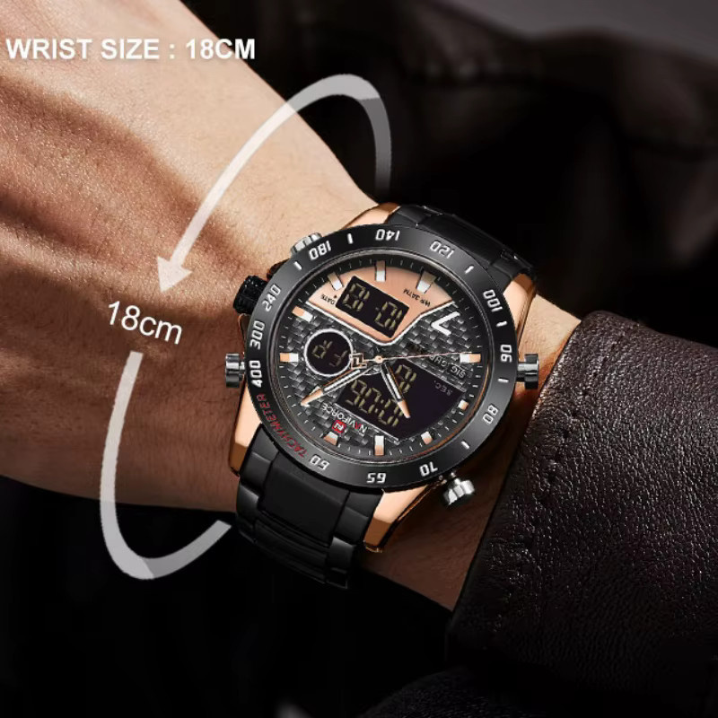 NAVIFORCE Armbanduhr, Quarz, Analog-Digital, Edelstahl, Schwarz, Herren - Bild 2