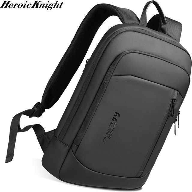 Heroic Knight Laptop-Rucksack für Herren, schlanker Business-Rucksack mit USB-Anschluss, wasserdicht und leicht, Schwarz - Bild 1