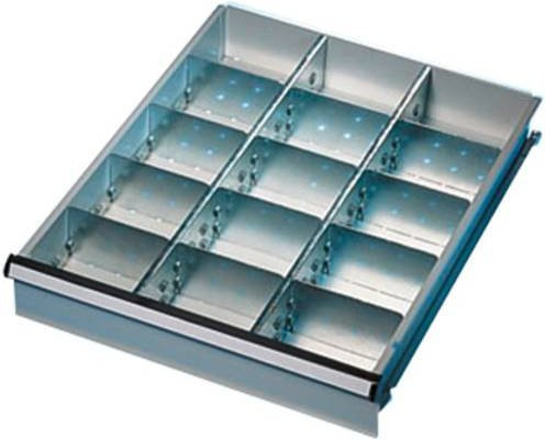 Manuflex ZB3003 Komplett-Unterteilungs-Set 3 für Gehäuse-Schubfächer, Farbe: Silber, Blendenhöhe: 50 mm - Bild 1