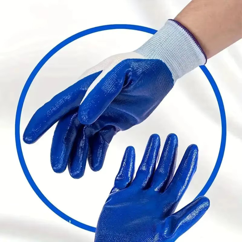 Blaue Latex-Arbeitshandschuhe dünn, rutschfest, verschleißfest und ölbeständig - Bild 4