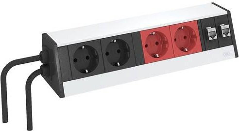 OBO Bettermann Tischsteckdose mit Ethernet/LAN in Silber mit Schutzkontakt - Bild 1