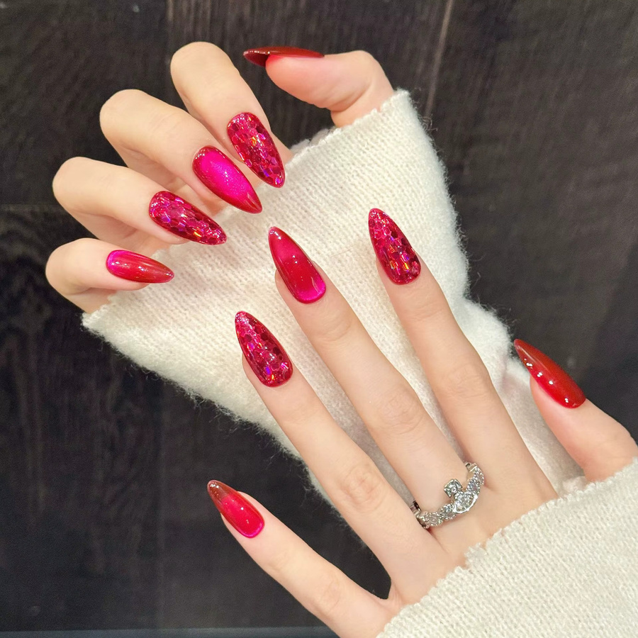 YADORNOS Katzenauge Nageldesign, rosarot, glänzend, 10 Stück - Bild 3