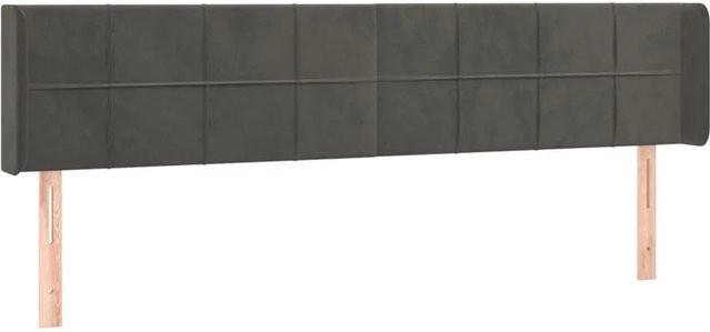 vidaXL Kopfteil mit Ohren aus Samt in Dunkelgrau, B/T/H: 183 x 16 x 78-88 cm - Bild 1