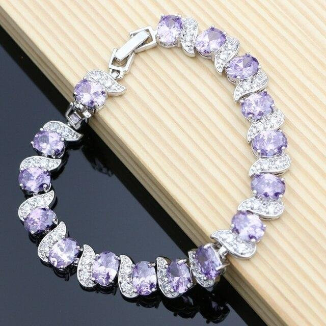 Charm Armband, Silber, Zirkonia, Violett, Damen - Bild 1