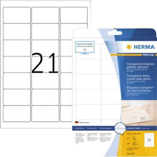 Herma 8017 Folien-Etiketten aus Polyesterfolie, transparent glänzend, permanent haftend, für Laser, 525 Stück - Bild 1