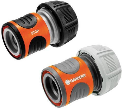 Gardena Quick Coupling Schlauchverbinder mit Wasserstop aus Kunststoff, Orange, Ø 19 mm - Bild 1