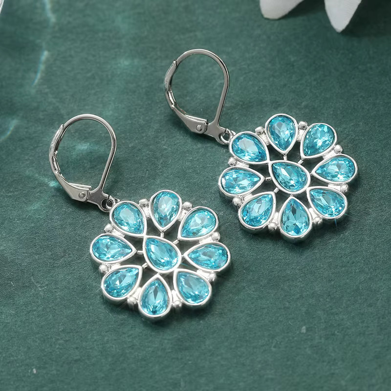 YoYo Hängeohrringe, blaue synthetische Zirkonia, Damen - Bild 3