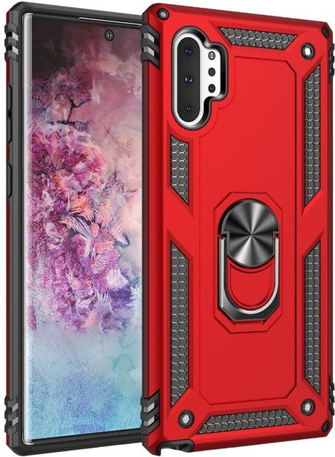 Samsung Galaxy Note 10 Plus Schutzhülle Armor in Rot mit Magnet Autohalter und Ring - Bild 1