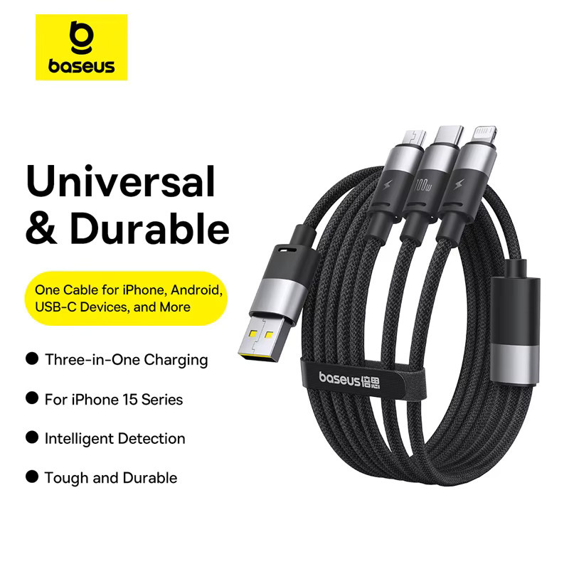 Baseus 3 in 1 USB C auf Typ C PD Schnellladegerät 100 W Datenkabel für MacBook iPhone Samsung Xiaomi in Schwarz oder Blau - Bild 2