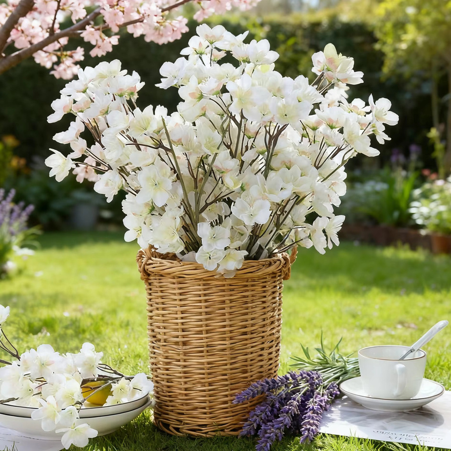 ZQCY Künstliche Pfirsichblüten aus Seide in Pink und Weiß für Dekoration, Hochzeit und DIY-Projekte - Bild 2