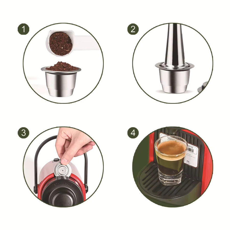 Wiederverwendbare Kaffeekapseln aus Edelstahl für Nespresso in Silber, 10 Stück - Bild 3