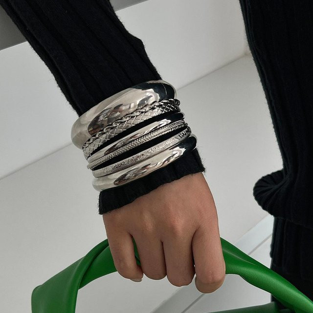 KMVEXO Armbänder Set, Edelstahl, Silber, Damen Herren - Bild 1