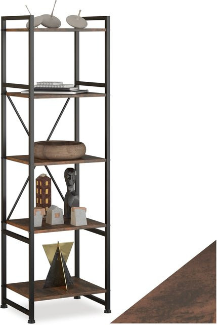 tectake Regal Manchester Industrial Style aus Holz und Stahl, 5 Ebenen, Braun, B/T/H: 47,5 x 34,5 x 151,5 cm - Bild 1